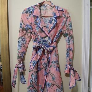Floral Mesh Trench Coat
